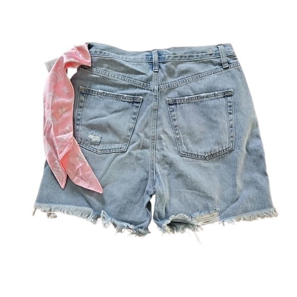 Juicy Couture Light Blue Distressed Jean Shorts with button fly. - Picture 2 of 8